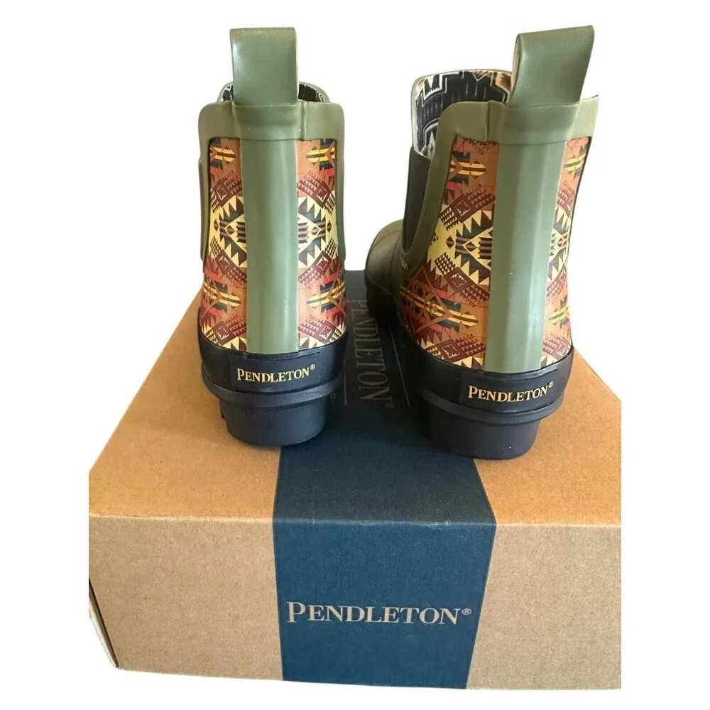 Pendleton Journey West Chelsea Rubber‎ Rain Boots Moss Aztec Womens Sz 6 NEW